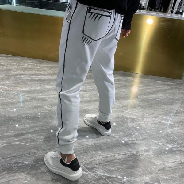 

men's pants k101045 fashion men's 2021 runway european design party style clothing1, Black