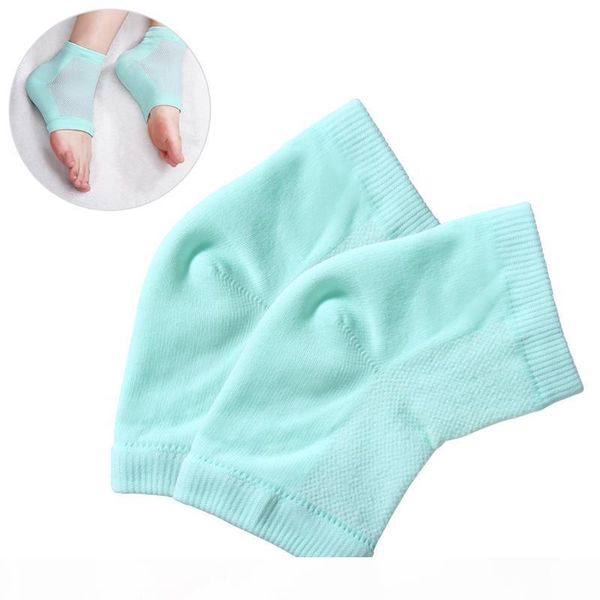 

vented moisturising gel heel socks for dry hard cracked skin moisturizing open toe comfy recovery socks (light green
