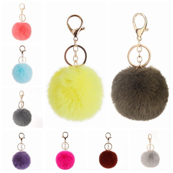 

ball 8cm keychain pom imitate car handbag keychains decoration fluffy faux rabbit fur key ring bag accessories ljjp495xb, Silver