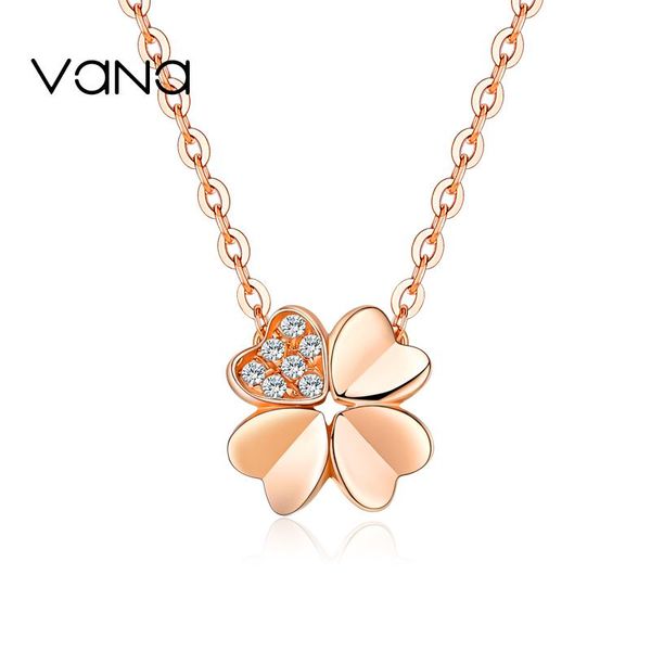 

vana heart clover necklace for women 925 sterling silver necklace gift for girlfriend wife, Golden;silver
