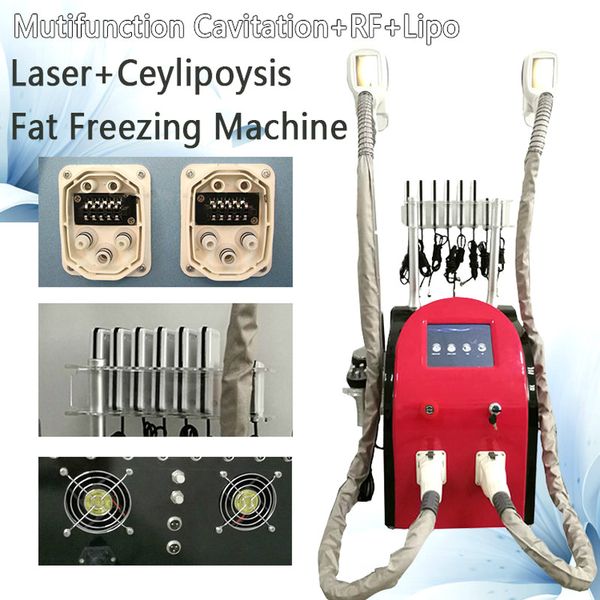 

2021 professional cryolipolysis fat e slimming body sculpting machine 2 cryo handles rf cavitation lipolaser salon equipment