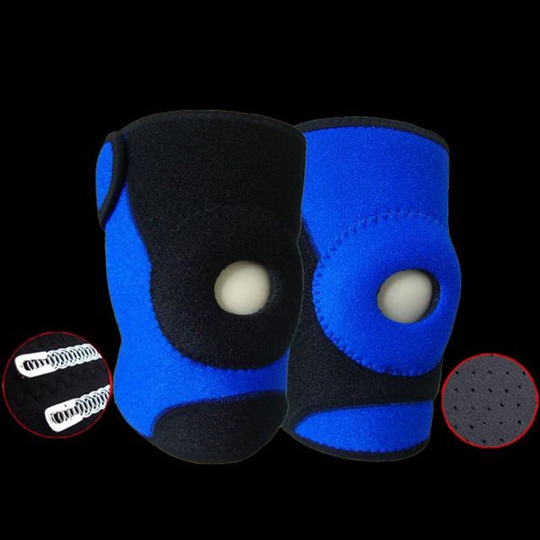 

adjustable silicone anti-slip knee pads lint-perforated breathable four spring knee pads fitness gym runing cycling sports, Black;gray