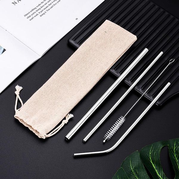 

5pcs 304 stainless steel straw metal straws reusable straw drinking straws set with cleaner brush for mugs eco friendly wmtdgy