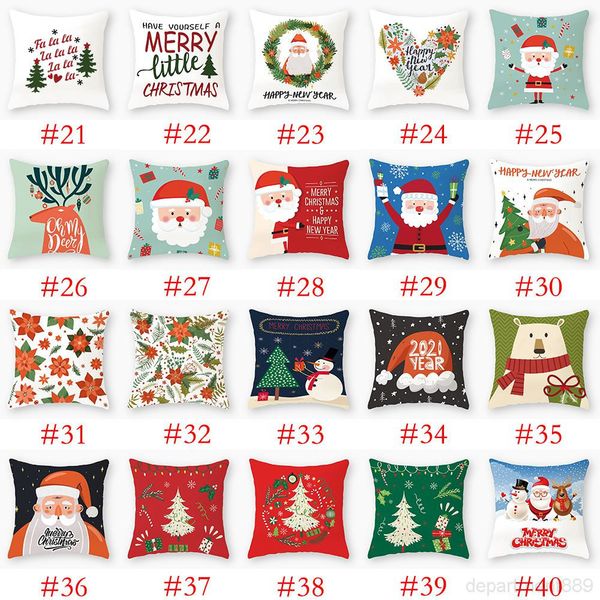

a-40 designs santa claus christmas tree snowman elk case colorful pillow cover home sofa car decor pillowcase owa2002