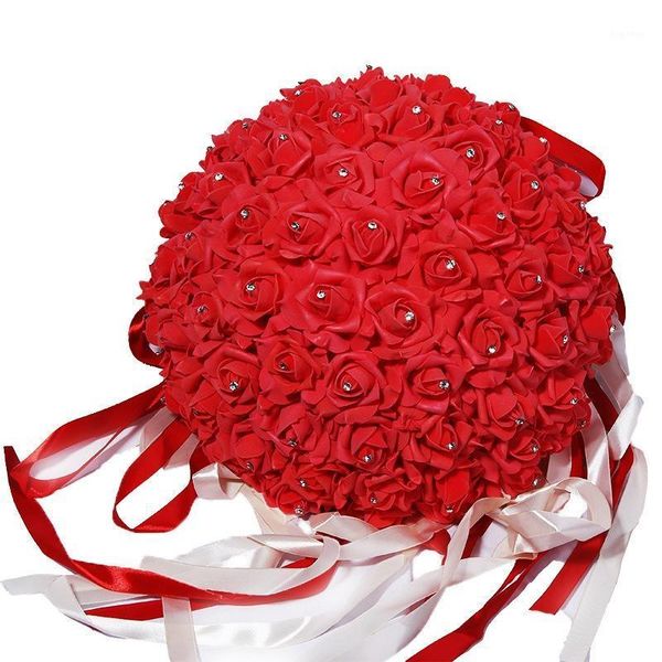 

wedding artificial rose silk flower ball hanging decoration centerpiece flower kissing ball wedding bouquet home party1