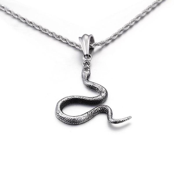 

chains hemiston titanium steel snake pendant stainless necklace for men, Silver