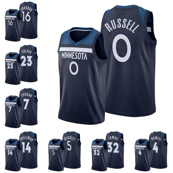 

minnesota timberwolves men isaiah canaan jimmy butler d'angelo russell james johnson omari spellman jersey, Black