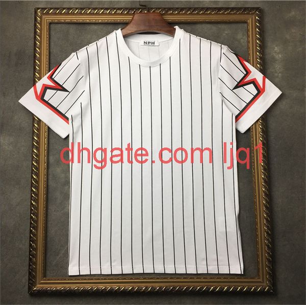 

mens stylist t shirt pentagram star striped printing t shirt men women stylist t shirt short sleeve tees size s-xxl, White;black