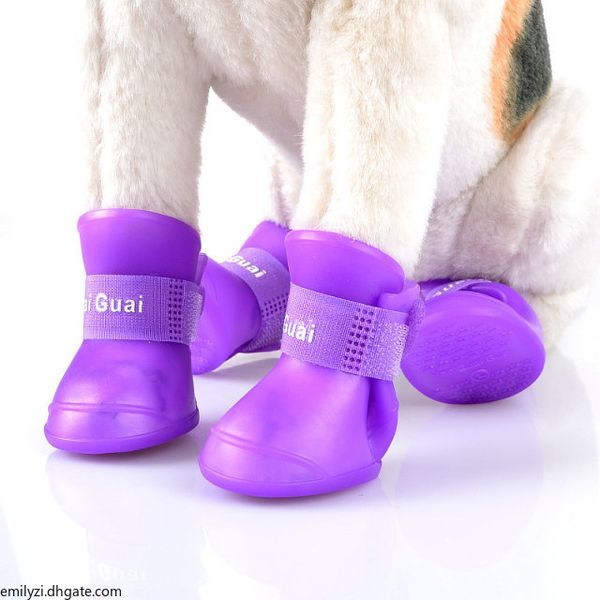 

4 шт. s / m / l pet dog дождь обувь против скольжения водонепроницаемый pet dog cat rain shoes 7 цветов pet rubber boots на четыре сезона