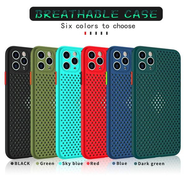 

heat dissipation mesh phone cover case for iphone 12 11 pro max xr xs max 7 8 plus tpu silicone breathable back case
