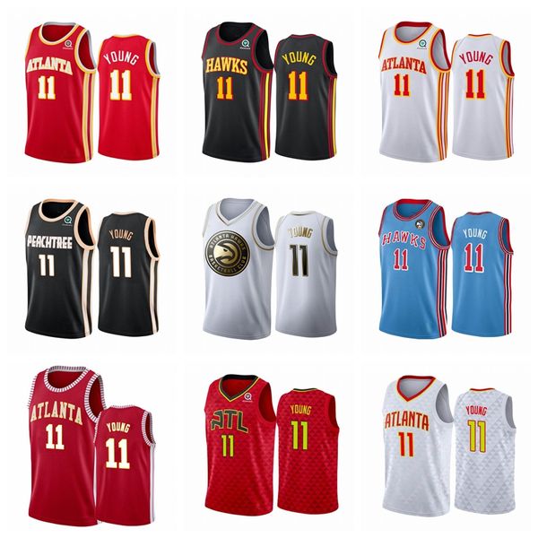 

atlanta hawks men trae young icon 2018-19 city nba white basketball jersey, Black
