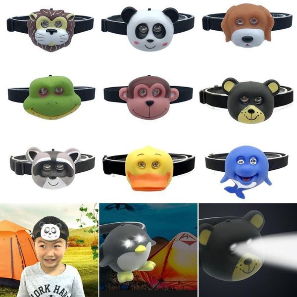 

headlamps child outdoor 2 led headlight battery animal shape cute headlamp on head for boy girl camping kids creative gift1