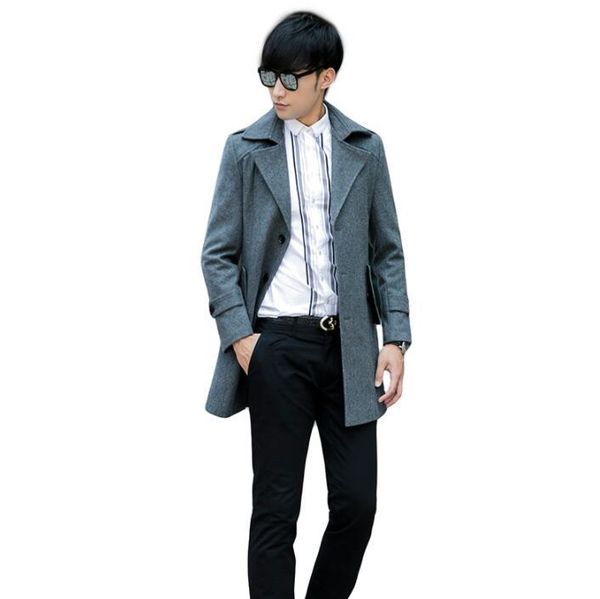 

grey casual woolen coat men trench coats 9xl long sleeves overcoat mens cashmere coat casaco masculino inverno erkek england, Black