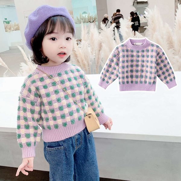 

children's 2020 wear winter new baby's t-shirt round neck pullover girl's mink cashmere sweater, Blue