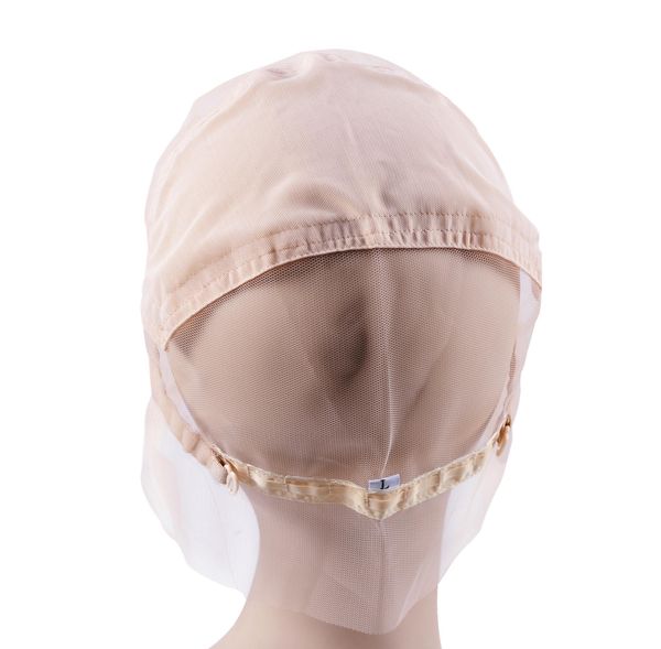 

hand adjustable full wigs extensions with making wig straps cap for wigs beige lace made hair full base 1pc & glueless sqcbq cissors, Black;brown