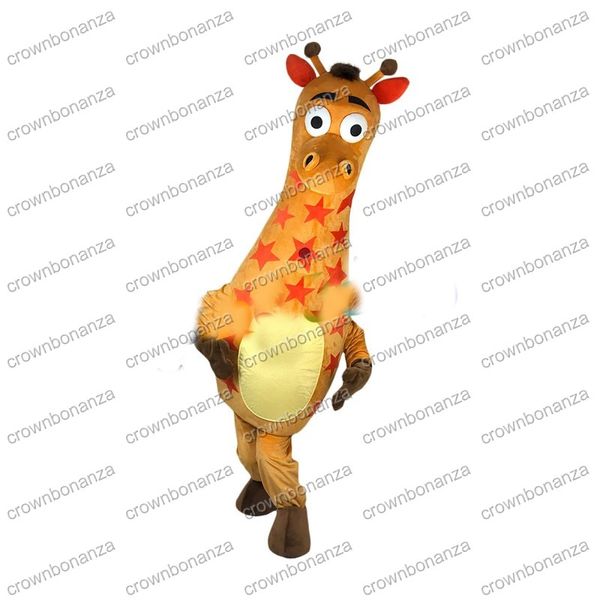 Costumi della mascotte della giraffa arancione di Halloween Abiti da personaggio dei cartoni animati di alta qualità Abiti da esterno per feste di compleanno di carnevale di Natale per adulti