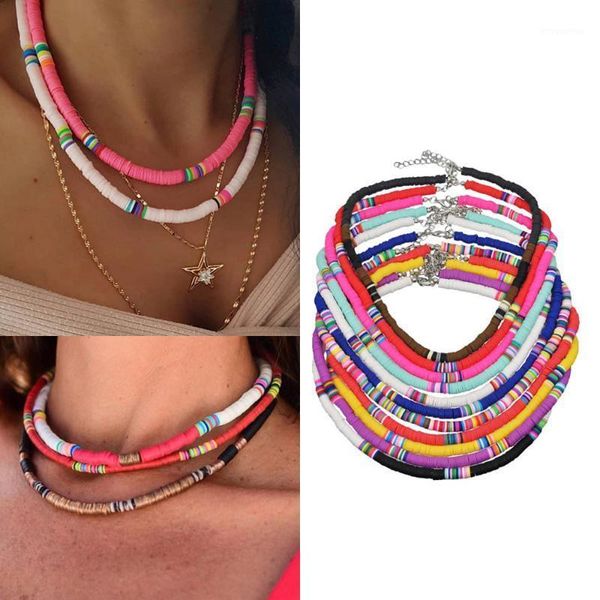 

new design bohemian rainbow heshi choker women necklace handmade multi strand african style bead beach necklace summer jewelry1, Golden;silver