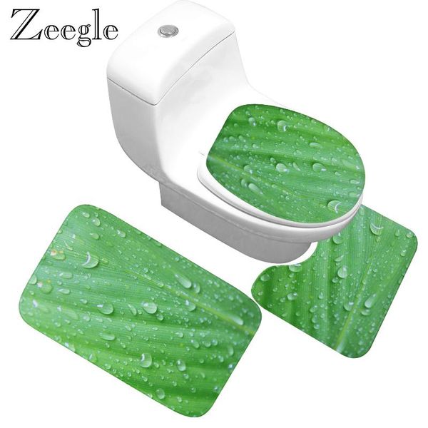 

bath mats zeegle printed 3pcs for bathroom and toilet carpet anti-slip decor seat tank cover rug washable shower
