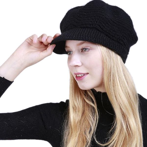 

модная шляпа зима теплая вязаная шляпа для женщин beanie beret chrachet cap с козырьком для женских девушек, Blue;gray