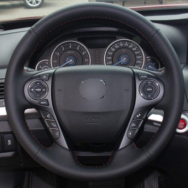 

diy genuine leather auto custom steering wheel covers for honda accord sport touring ex-l 2013-2017 / crosstour ex-l 2013 -2015 accessories