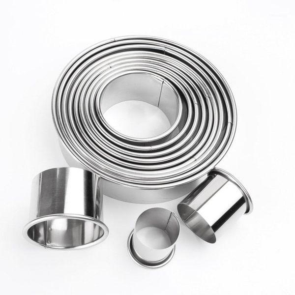 

12pcs/ set round shape cookie cutter slicer bread biscuit stainless steel cake mold kitchen baking fondant cake decorating tools1