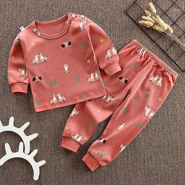 

clothing sets autumn baby sleepwear pajamas blouse +pants girls boys clothes 0-4t toddler kids cartoon print outfits set long sleeve1, White