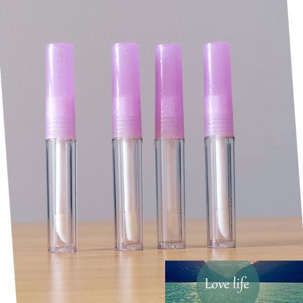 Großhandel 1,3 ml leere transparente Lipgloss-Röhrchen Kunststoff-Lippenbalsam-Röhrchen Lippenstift Mini-Probenkosmetikbehälter mit lila Deckel