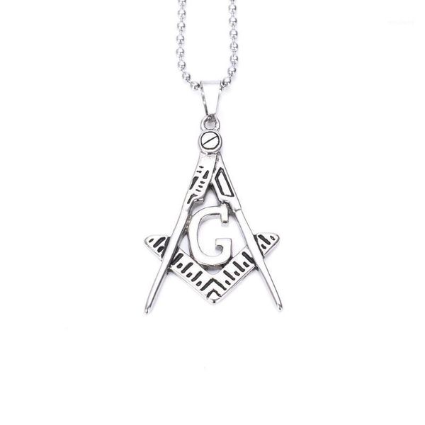 

pendants men's silver ason masonic 316l stainless steel pendant chain necklace1, Black
