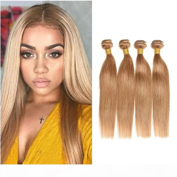

27# honey blonde color brazilian silk straight hair 3 4 bundles colored virgin human hair weaves brazilian human hair extension, Black