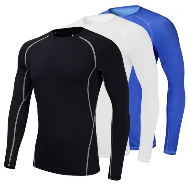 

running jerseys 2021 compression shirts tights men's sportswear fitness gym training sports yoga bodybuilding t shirt men1, Black;blue