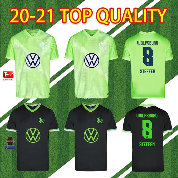 

20 21 vfl wolfsburg fans version weghorst 2020 2021 steffen brekalo football shirt arnold xaver men+kids kit jersey, Black;yellow