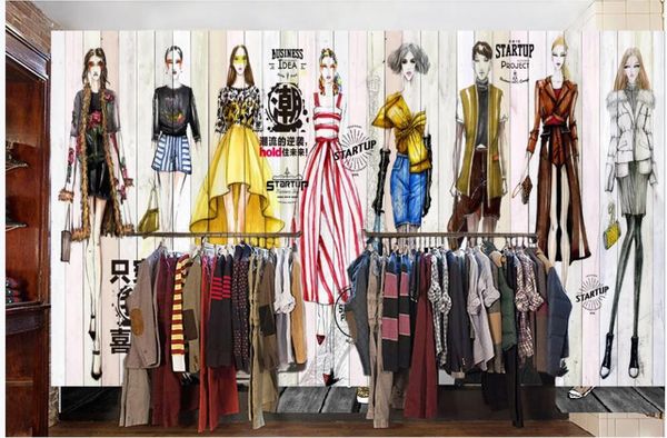 

3d p wallpaper custom mural retro nostalgic beauty fashion clothing store living room home decor 3d wall murals wallpaper for walls 3 d