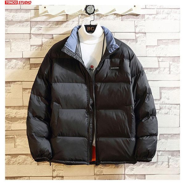 

dropshipping 2019 winter padded coats mens streetwear solid jacket male thick warming outwear bread parkas1, Black;brown