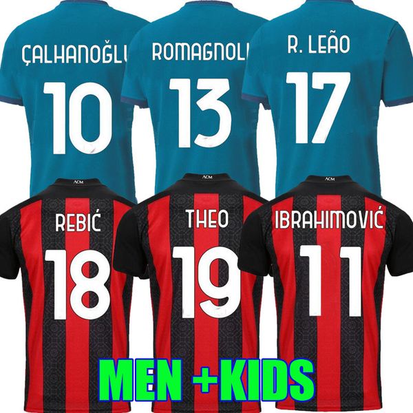 

player version 20 21 ac soccer jersey milan 2020 2021 #11 ibrahimovic paqueta bennacer rebic romagnoli away men kids fans football shirt, Black;yellow