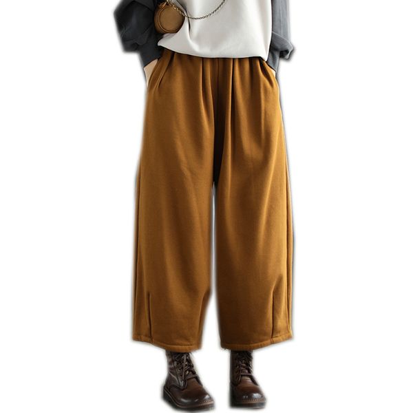 

women 100% cotton fleeced thick pants trousers bottom wide leg big loose oversized for autumn winter solid a12031543 y1214, Blue