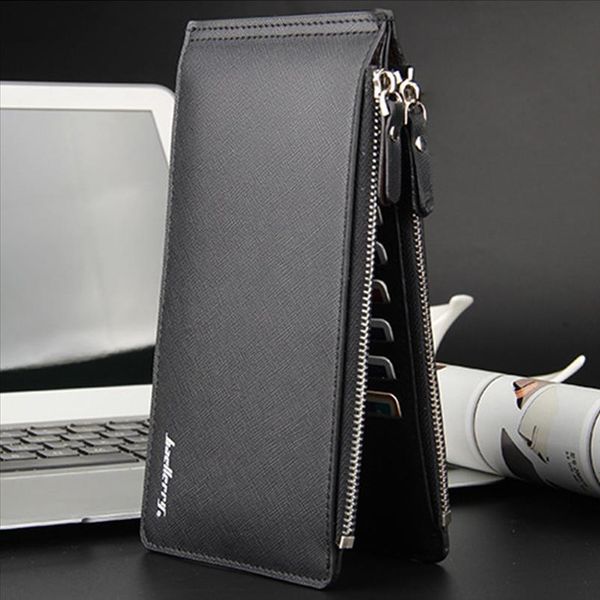 Vendita calda New Phone Pocket Man Portafogli Mens Business Style Leather Card Holder Billfold Purse Long Wallet LL