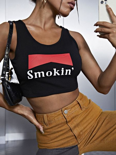 

letter graphic crop tank v5mj#, White