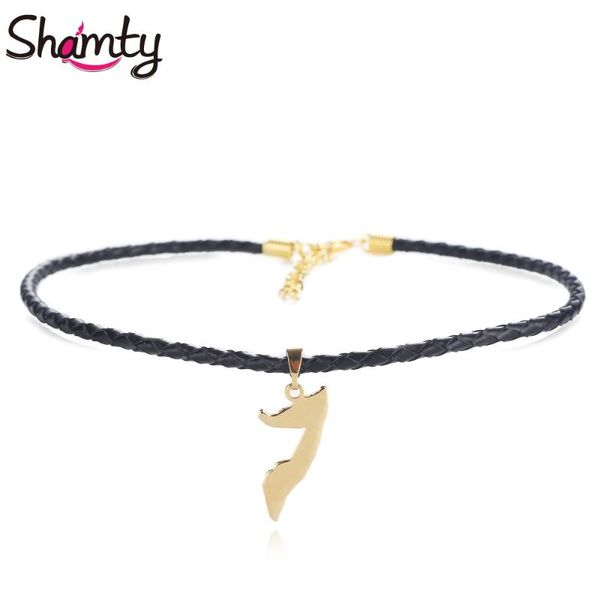 

pendant necklaces shamty fashion choker necklace somalia africa black rope gold color jewelry women gift, Silver