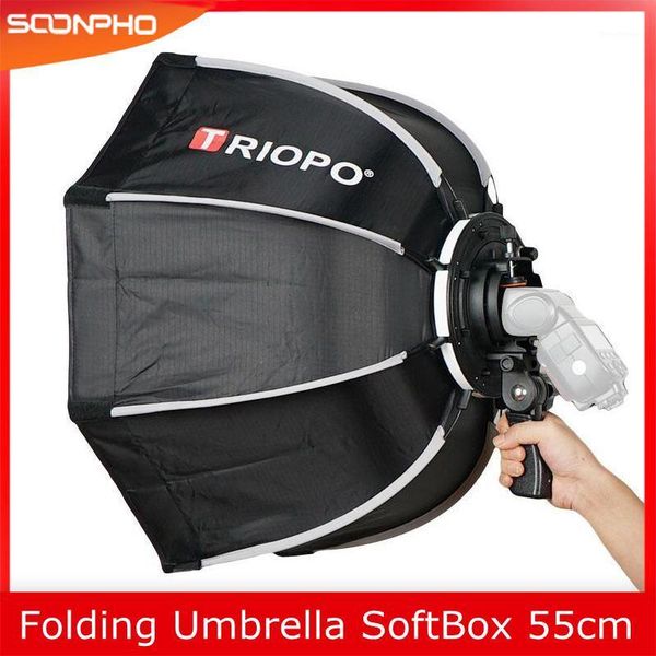 

light stands & booms triopo 55cm foldable octagon softbox bracket mount soft box handle for fuji godox yongnuo speedlite flash light1