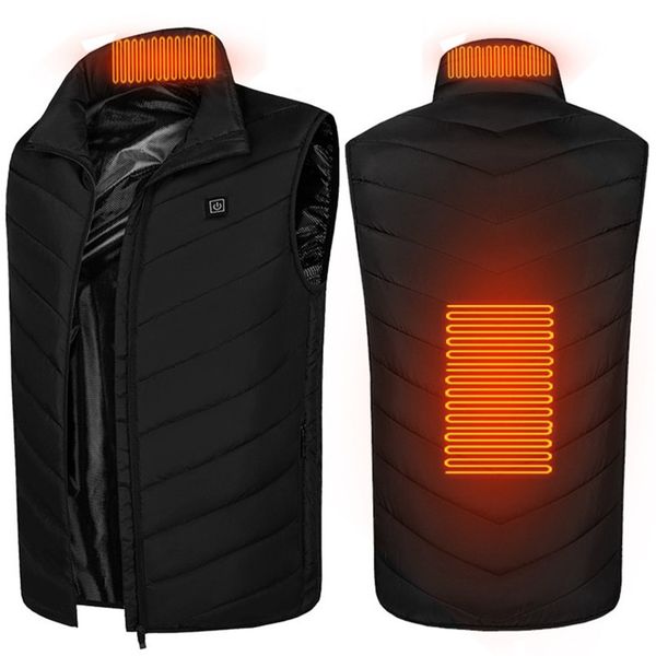 

usb charging self heating padded coat waistcoat winter wadded quilted puffer vest jackets sport outdoor ski outwear cloth f120202, White