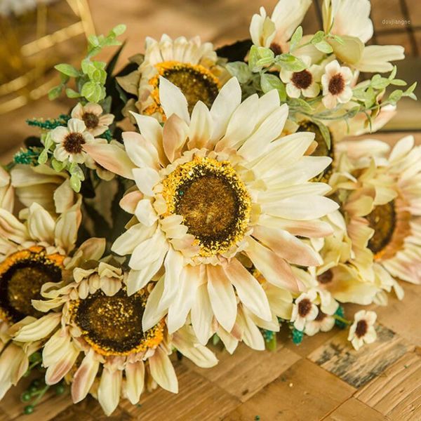 

fake sunflower bunch simulation fake plant plastic flower artifical flower wedding party garden table home diy decor1