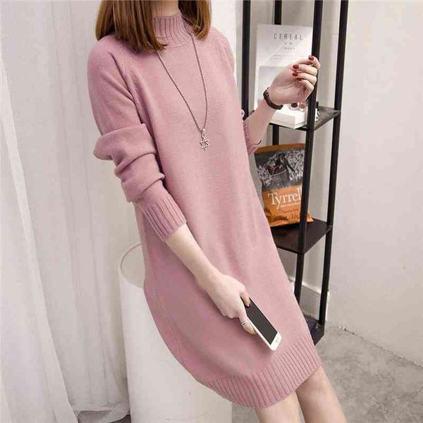 

autumn winter women long sweater loose v-neck long sleeve knit pullover clothes lady casual knit dress clothes female, White;black