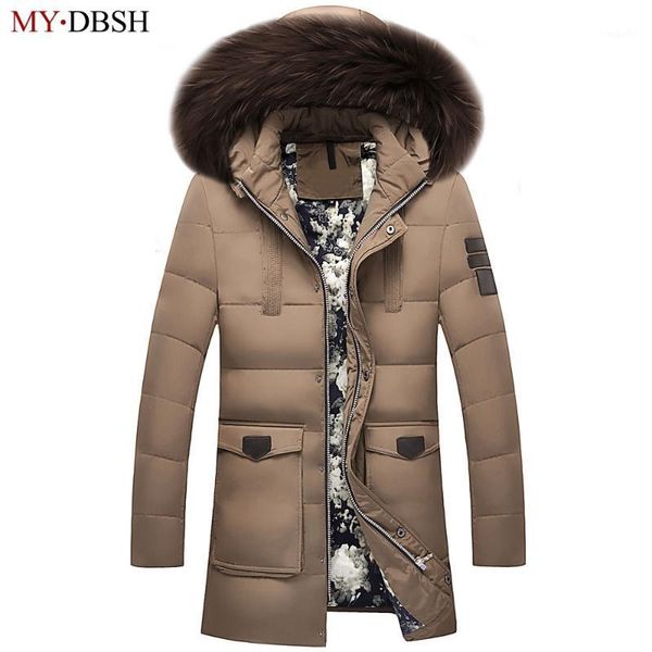 

men's clothing winter casual solid color detachable hooded long down jackets warm duck down jacket zipper coat 3xl1, Black