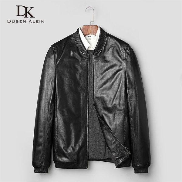 

men's leather & faux dk genuine jackets brand real sheepskin jaqueta de couro black male jacket for men 090y