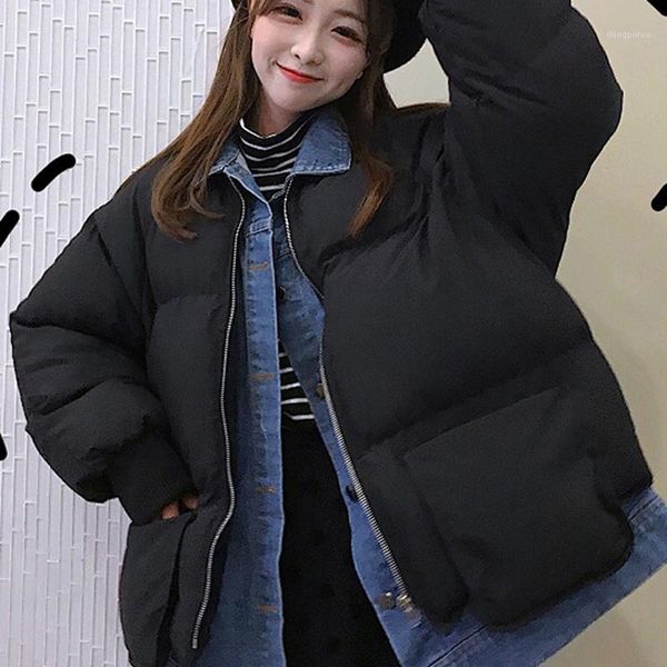 

autumnand winter women's wear 2018 new short ins cotton suit denim stitching fake two pieces of cotton suit with thickened brea1, Black;brown