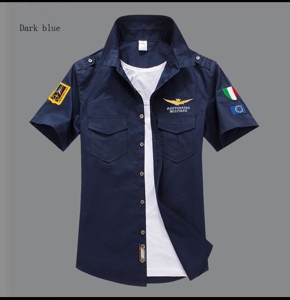 

6xl plus size shirts men military men's short shirts summer p camisas embroidered cotton air force one ma1 casual shirt c1210, White;black