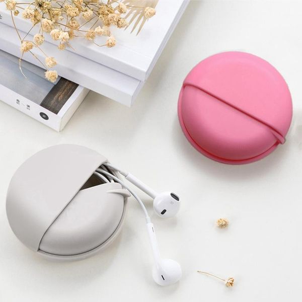 

household round slide push-pull type headphone data cable storage bag slider push-pull design for eeasy removal1