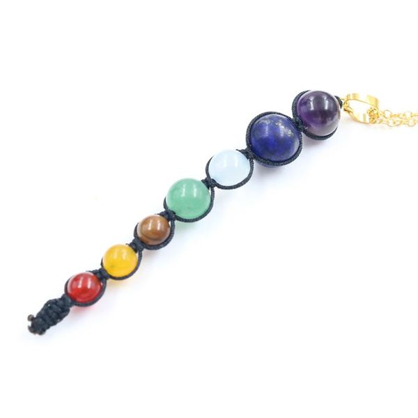 

yjxp handmade yoga 7 chakras natural crystal bead reiki healing pendulum pendant necklace for women charm jewelry, Silver