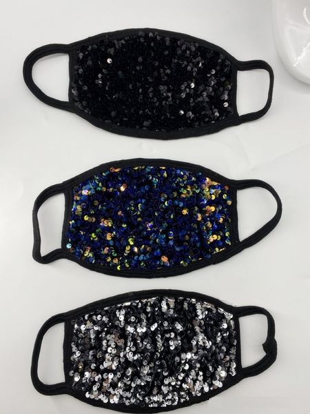 

fpnesilk 3d sequins bling fashion washable reusable ice mask pm2.5 care shield sun color gold elbow shiny face cover masks m
