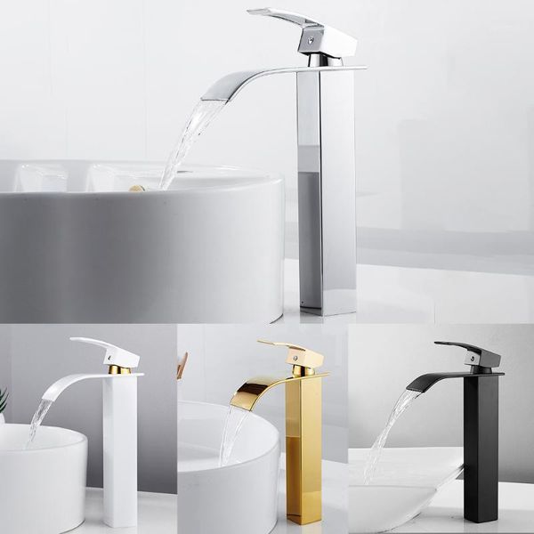 

luxury bathroom waterfall faucet antique sink brass wide flowing and cold mixer tap deck mounted basin torneira contemporary1